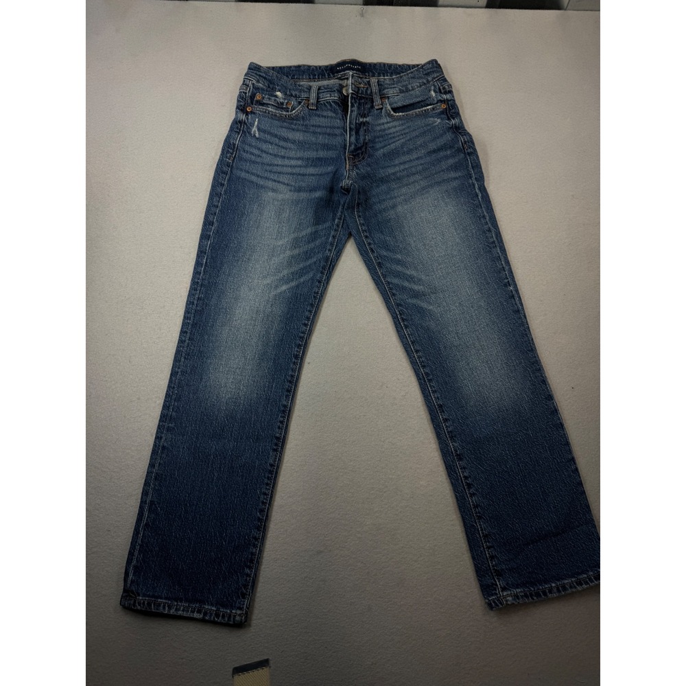 Aeropostale Womens Mid Rise Ankle Straight Jeans Medium Wash Blue 2 4003AF25